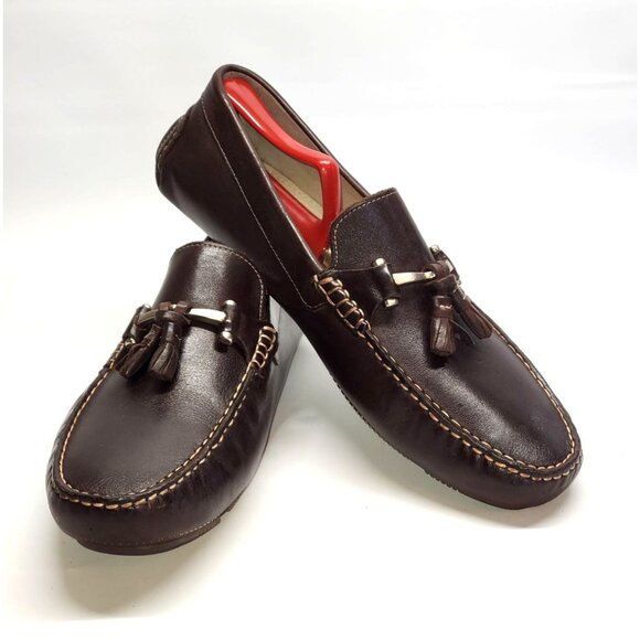 Mike Konos Men's Dark Brown Leather Loafers Handcrafted Size 10M 1332 - Picture 3 of 14